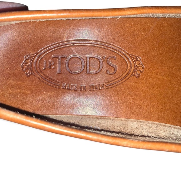 TOD’s Cognac Leather Slip On Loafers - Picture 13 of 16